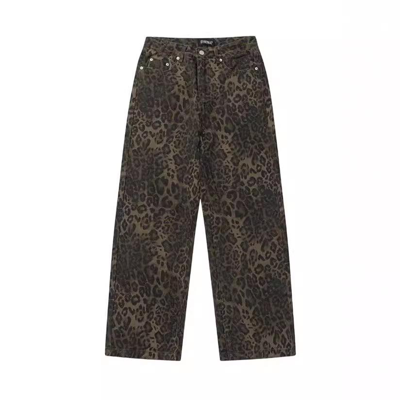 2023 Fall/Winter Men's Retro Leopard Print Workwear Pants - Loose, Casual & Versatile