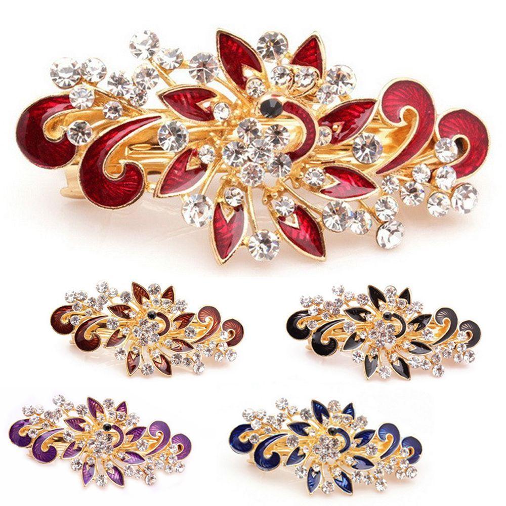 Fashion Headwear Colorful Crystal Hair Clip Peacock Hairpin Shinning Rhinestones Jewelry