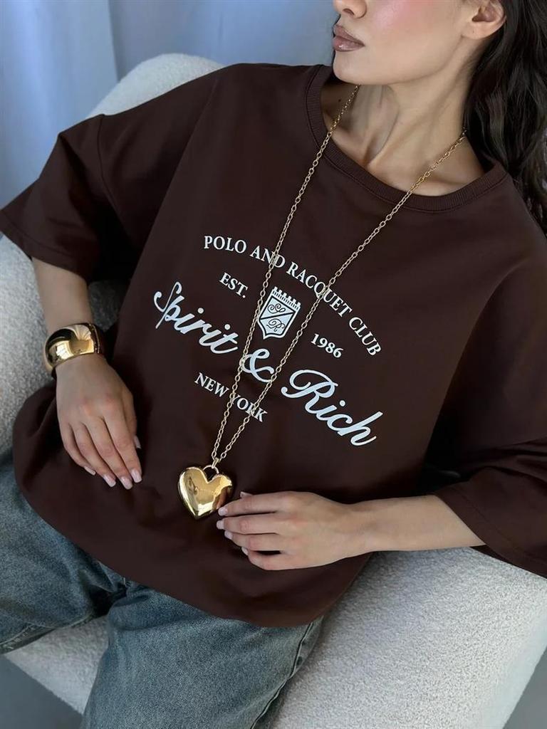 Luxury European and American Mid-Length Printed Summer T-Shirt, 2025 Trendy Short-Sleeve Style