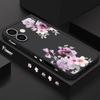 Фиолетовый цветочный узор Ударопрочный чехол для iPhone 16 17 Pro Max 15 Pro 14 13 12 11 Ремешок TPU Защита объектива Матовый мягкий чехол для телефона