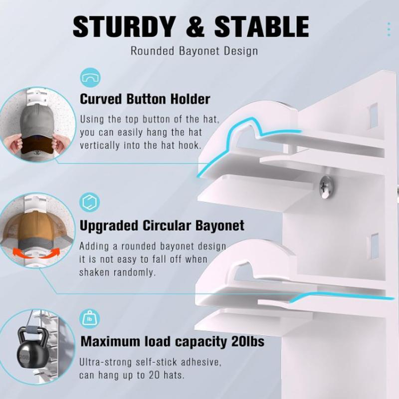 Вешалка для шляп на стену, настенный органайзер для шляп, держатель для вешалки для шляп, экономящий место держатель для хранения бейсболок, вмещает до 10 шляп