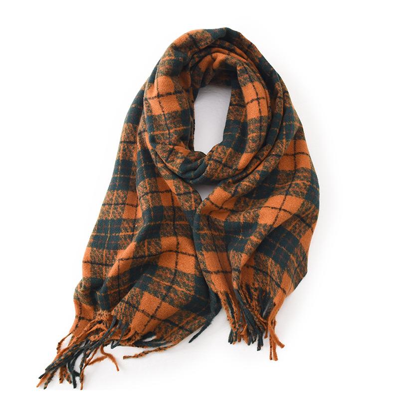 Scarf Women's Winter High End New Thickened Warm Scarf Plaid Shawl Versatile Autumn and Winter