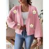 Women's Autumn and Winter Cardigan Crocheted Floral Patchwork Knitted Long-sleeved Sweater