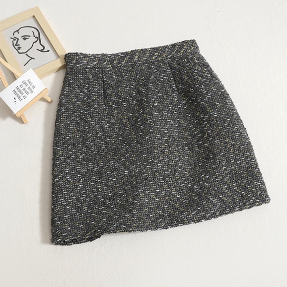 Skirt for Women Autumn and Winter New A-line Skirt with Small Fragrant French Design Hip-hugging Skirt White Short Skirt Trendy