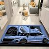 Light‑Blue Modern Sport Car Split Panel Comic Print Area Rug Non‑Slip Rectangular Floor Mat Tuner Auto Fan Decor for Gaming Bedroom Living Room