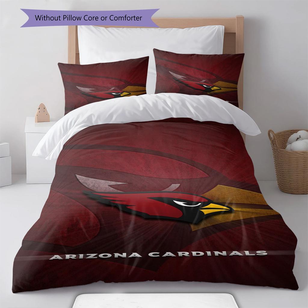 Arizona Cardinals Logo Pattern Bedding Set Quilt Cover Pillowcase Home Decor Gift (1 * duvet cover + 2 * pillowcase, without core)