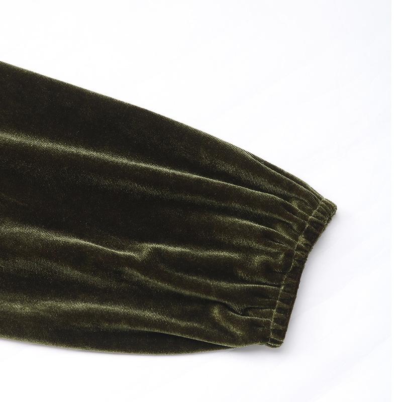 YYFS Женская мода весна осень однотонный принт длинный рукав V-образный вырез высокая талия повседневные платья