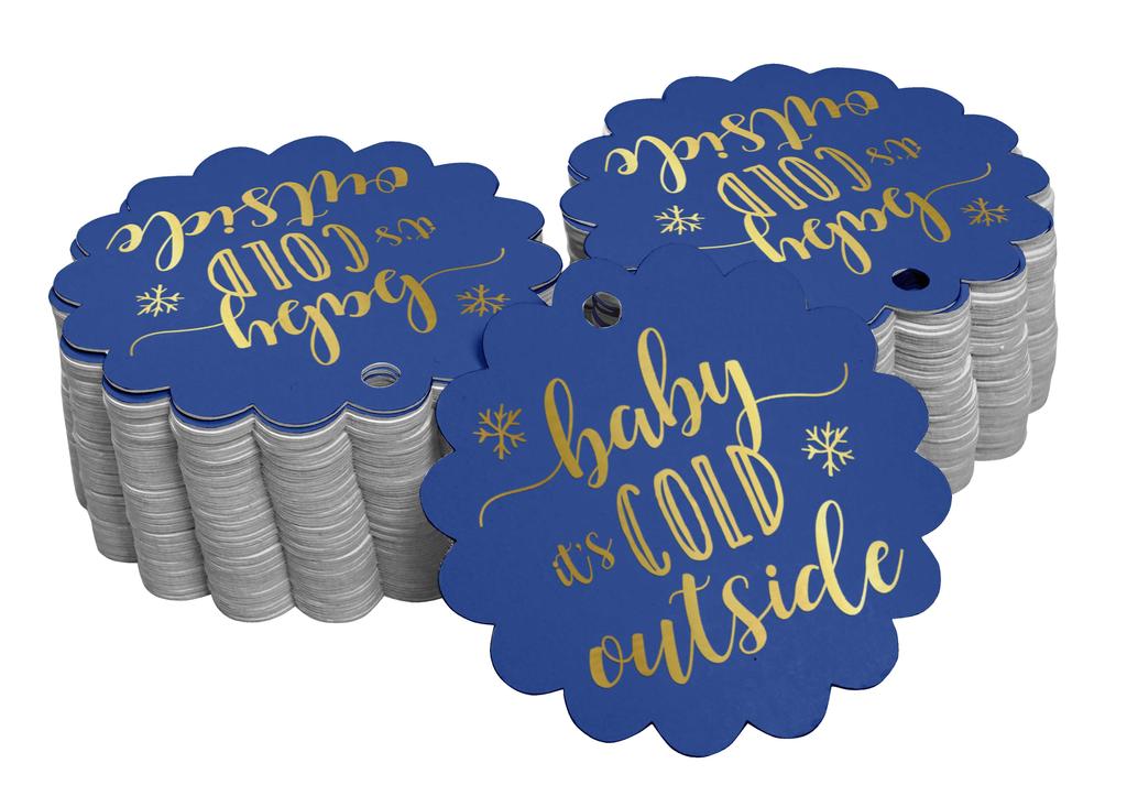 Inkdotpot Gold Foil Paper Hang Tags Baby It's Cold Outside Baby Shower Favor Tags 100