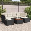 7 Piece Garden Sofa Set with Cushions Black Poly Rattan