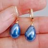 New Trendy Blue Drop Shape Imitation Pearl Drop Earrings for Women Fashion Zircon Earring Jewelry Party Accessories