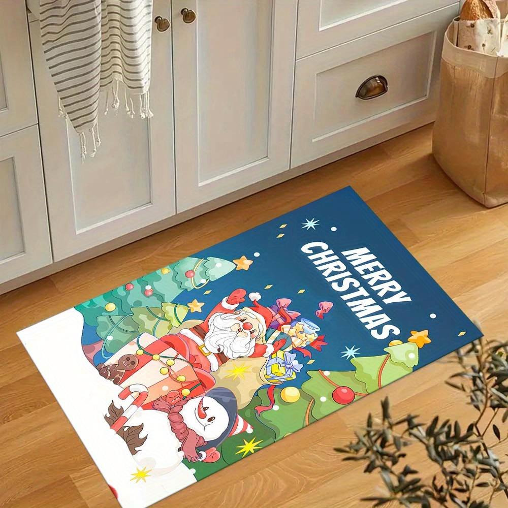 1 шт. 3D Рождественский коврик с котом, нескользящий, машинная стирка, ковер, напольный коврик, придверный коврик для гостиной, кухни, ванной комнаты, праздничный домашний декор