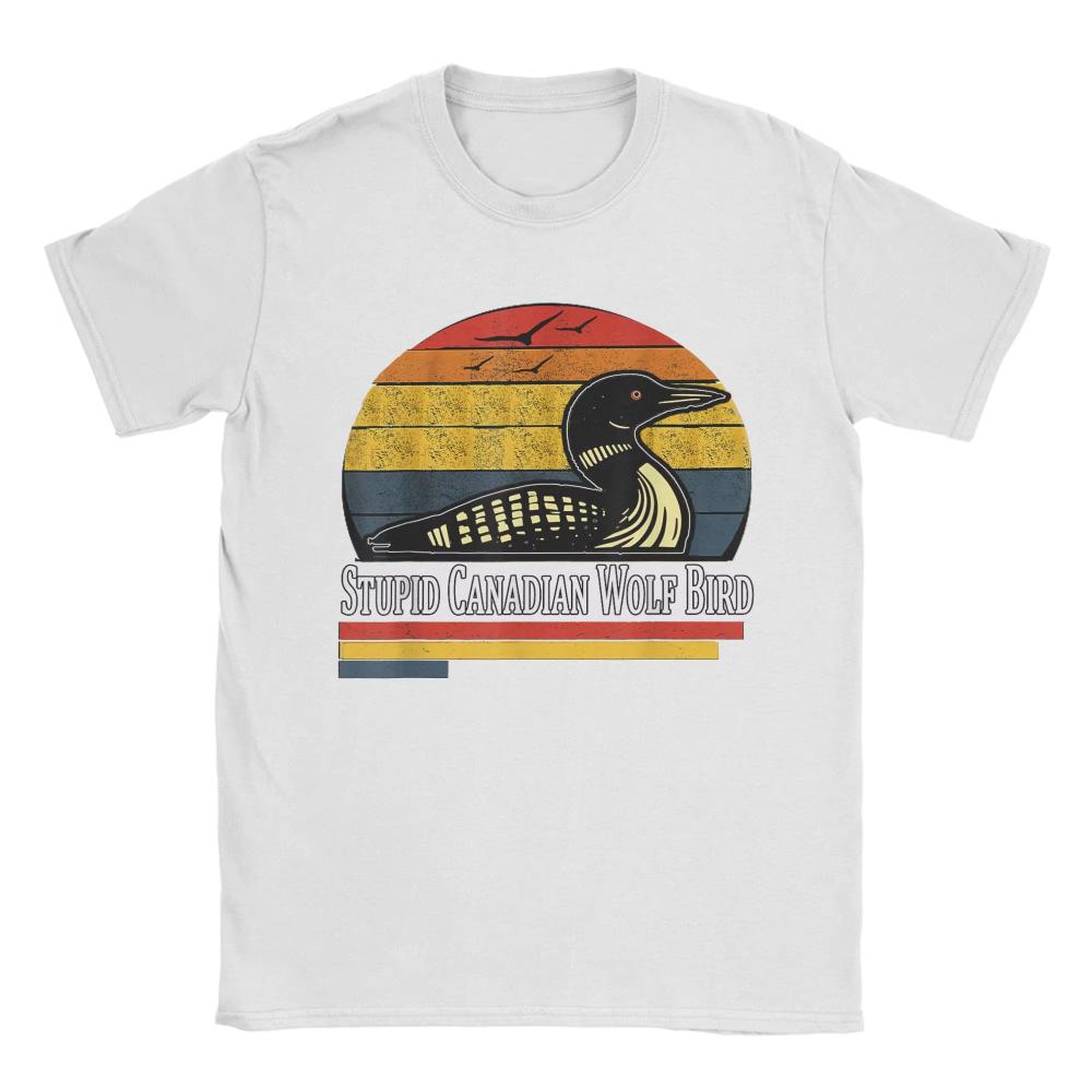 Retro Stupid Canadian Wolf Bird Funny Lover Loon Humor T Shirts Summer Cotton T Shirts for Unisex Trending Print Tee Shirt Y2K Tops