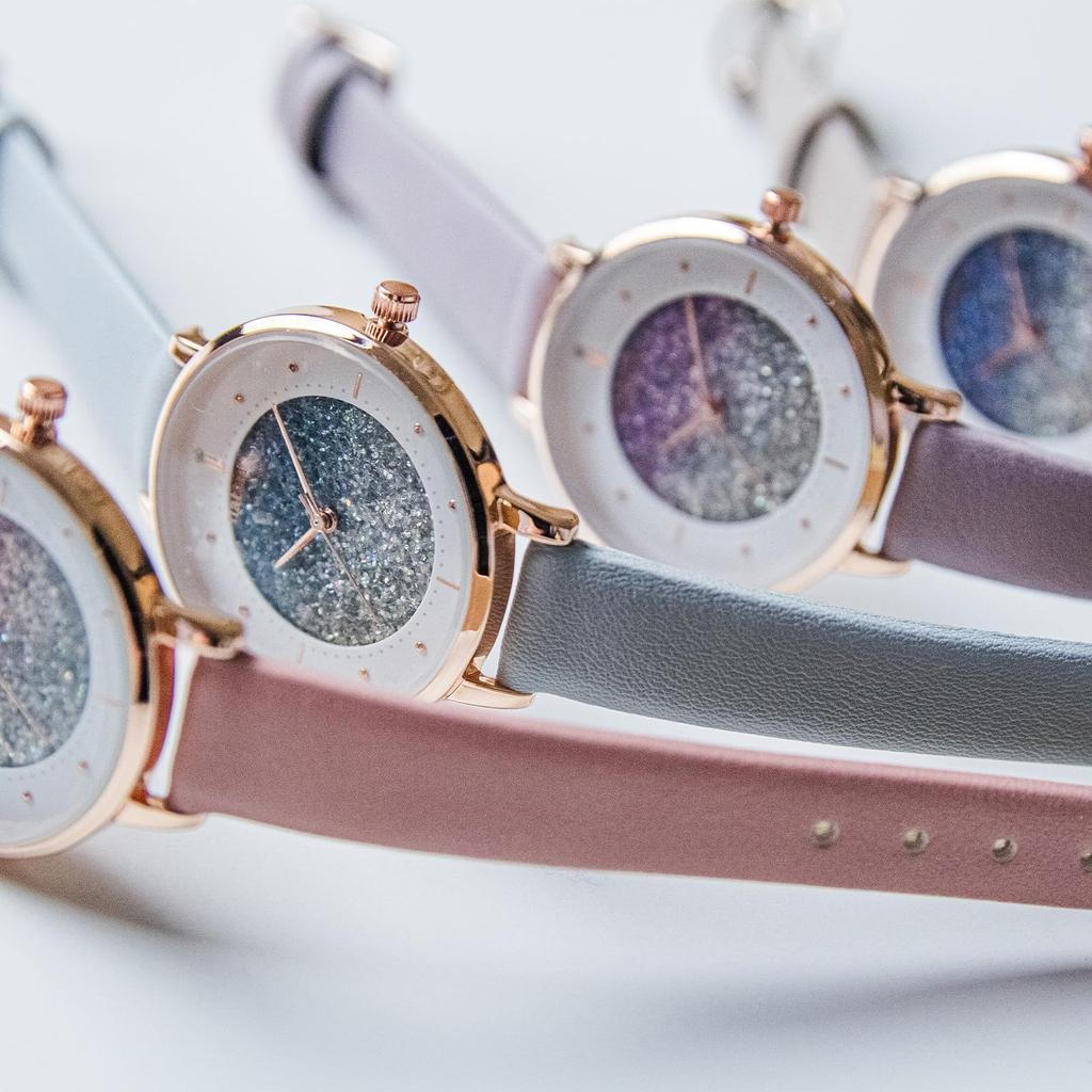 Часы аналоговые кожаный ремешок блестящий циферблат розовый Shannon [Fieldwork] женские ламе ST284-1