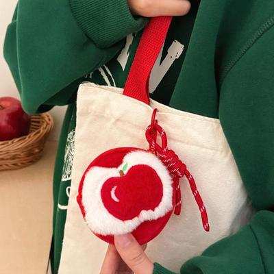 Милый плюшевый фрукт яблоко подвеска брелок кошелек для монет мягкий плюшевый на молнии маленький кошелек брелок для рюкзака декоративная подвеска подарки