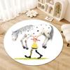 Круглый ковер с изображением мультфильма Пеппи Длинныйчулок, Ковер для гостиной, спальни, дивана, игровой комнаты, Нескользящий коврик Q0030