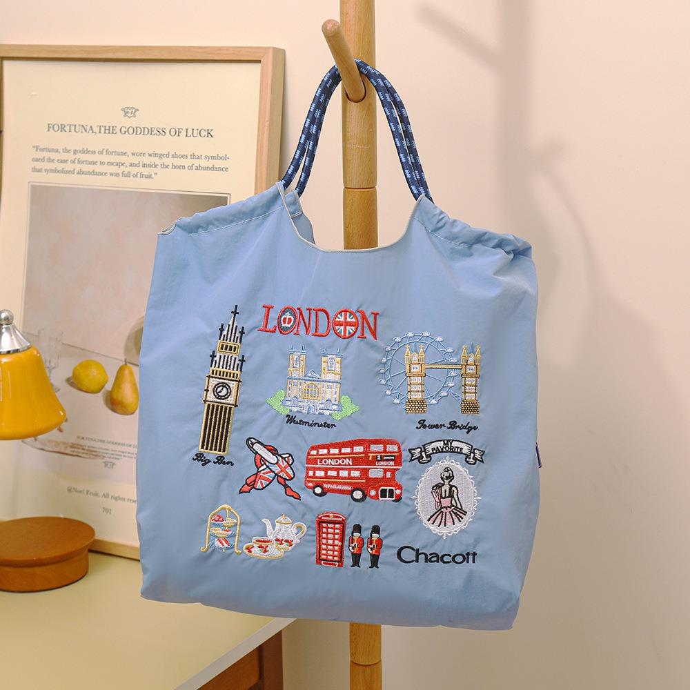 Embroidery Shopping Bag Women'S Fashion Niche Large Capacity Shoulder Bag Tide