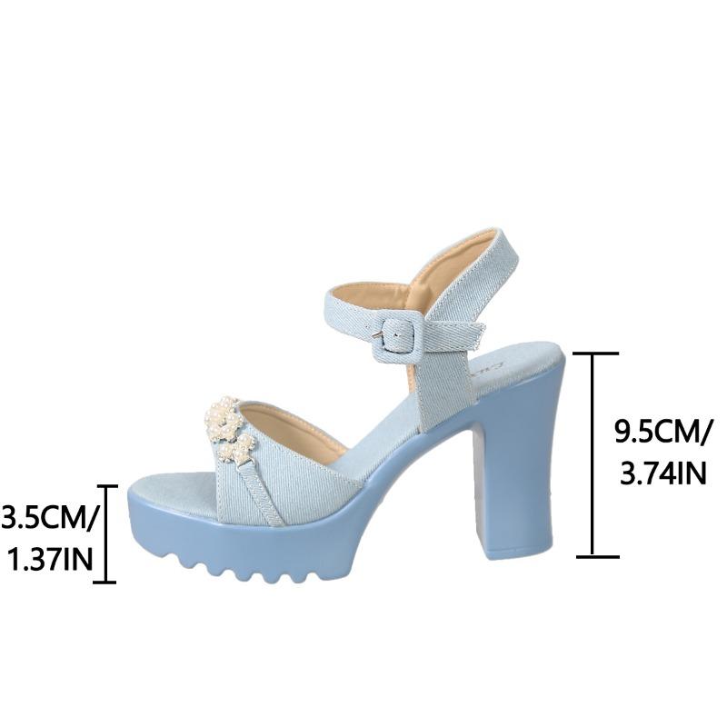 Модные джинсовые синие женские босоножки на высоком каблуке с бантом, модные женские туфли на массивной платформе, летние, сексуальные, для вечеринки, платья, с открытым носком, сандалии для женщин