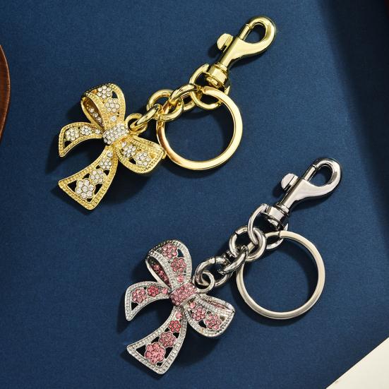 Брелок с бантом из стразов, блестящий шарм для сумки, шарм для сумки, брелок с бантом и кольцом для ключей для сумок, рюкзаков, женский подарок