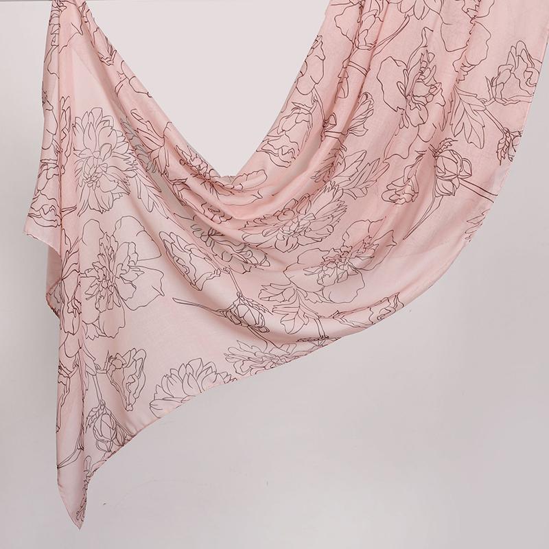 Watercolour Floral Printed Modal Breathable Light Weight Soft Cotton Rayon Viscose Woven Modal Muslim Women Shawl Hijab Scarf