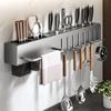 Punch-free Wall-mounted Kitchen Storage Rack: Durable Knife and Utensil Holder with Multifunctional Chopstick Storage