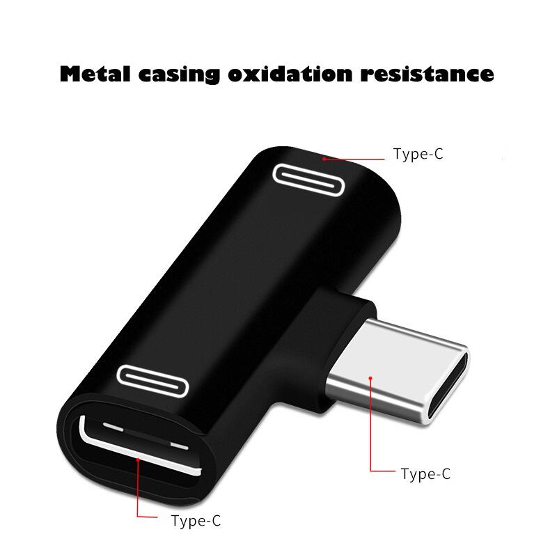 Dual Type C USB-C Earphone Headphone Audio Charging Charger Adapter Splitter Convertor for Xiaomi 6