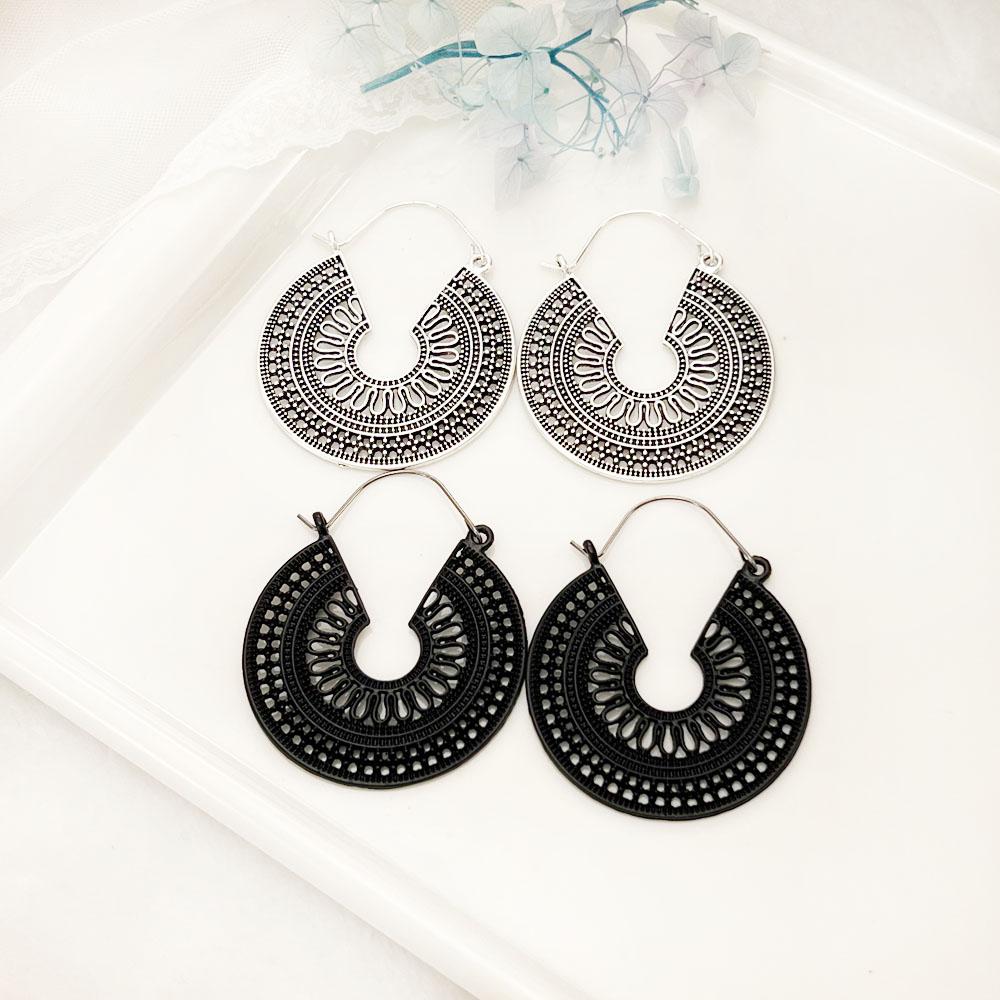SIMJOO полые круглые серьги в стиле бохо женские европейские и американские полые резные серьги из сплава в стиле ins национальные серьги-ветры