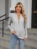 Осенне-зимняя удобная повседневная футболка с V-образным вырезом, застежкой на пуговицы и длинными рукавами, женские пуловеры, толстовки с капюшоном, элегантная и модная