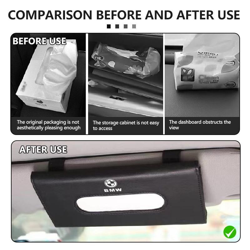 Car Tissue Box Sun Visor Hanging Napkin Holder Paper Rack Organizer For BMW Performance X1 M3 M6 F01 F02 E34 E36 E60 F10 F20 X6 ADMVN1