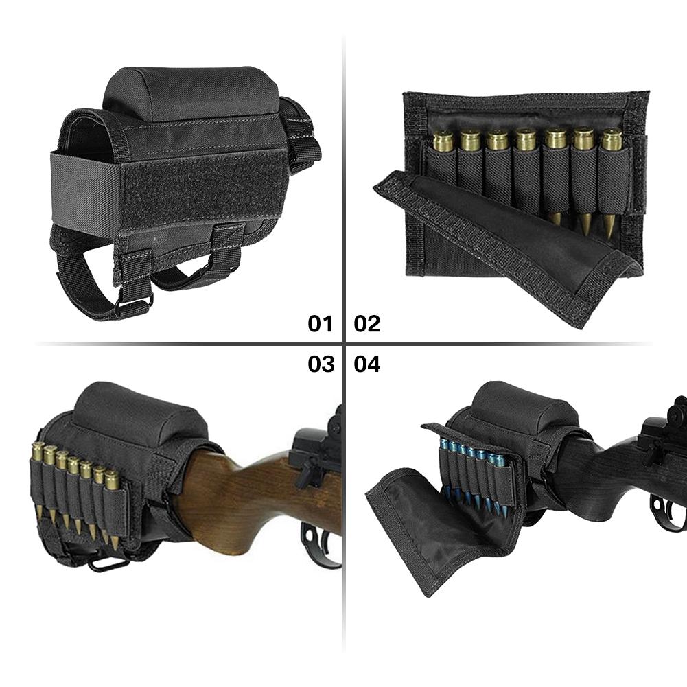 Camo Outdoor Butt Stock Rifle Cheek Rest Pouch Bullet Holder Adjustable Nylon Riser Pad Ammo Cartridges Bag for Hunting