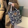 2025 Women's Korean Style Fashion Tote: Large Capacity Canvas Shoulder Shopping Bag with Print Design