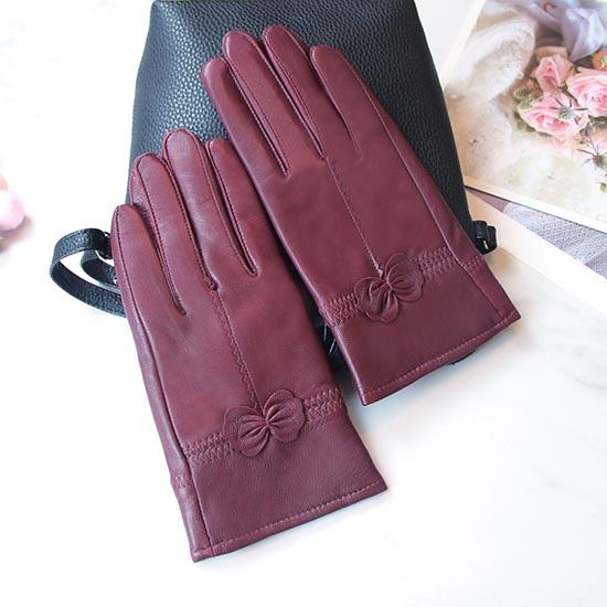Women Genuine Leather Winter Warm Glove Ladies Real Sheep Leather Gloves Girls Driving Fashion Female Luxury Wool Lined Gloves