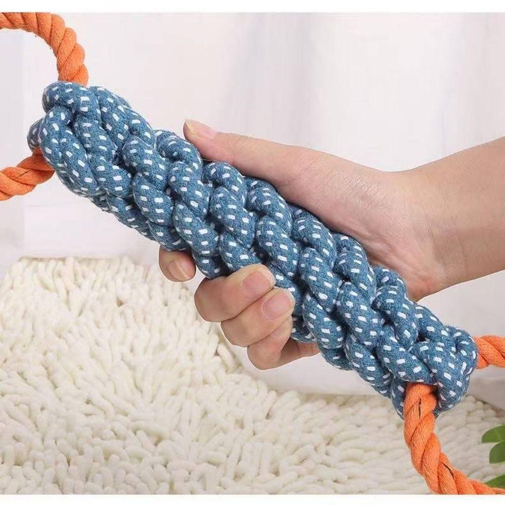 Bite-Resistant Double-Ring Dog Rope Toy Teeth Cleaning Chew Toy Medium Large Dog Breeds