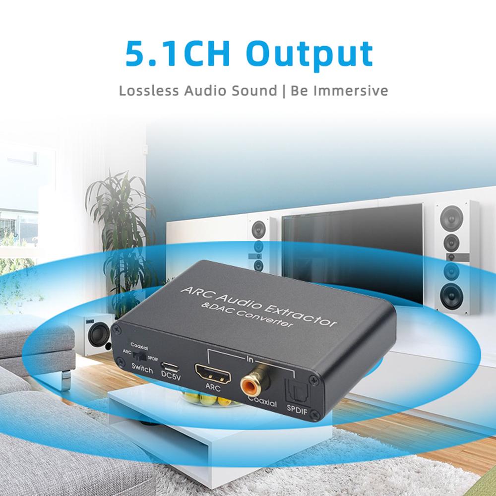 Аудиоадаптер ARC 192 кГц HD Audio Extractor Цифро-аналоговый аудиоконвертер DAC SPDIF Коаксиальный RCA