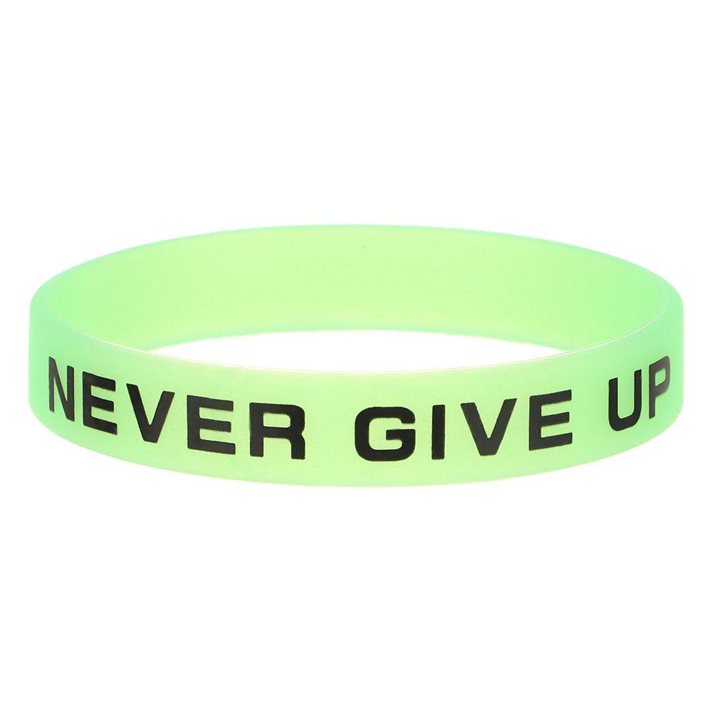 Силиконовый браслет для подростков, спортивный браслет-манжета, светящийся резиновый браслет, никогда не сдавайся, мужчины, женщины