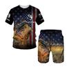 Men's Summer Fishing Camping Set T-shirt + Shorts 2-piece Set Outdoor Sportswear Tracksuits Oversized Short Sleeve Clothes Suit