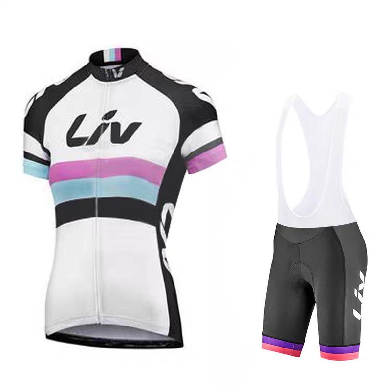 LIV women's cycling sportswear set summer cycling jersey cycling bib slim cycling short top sponge pad cycling pants