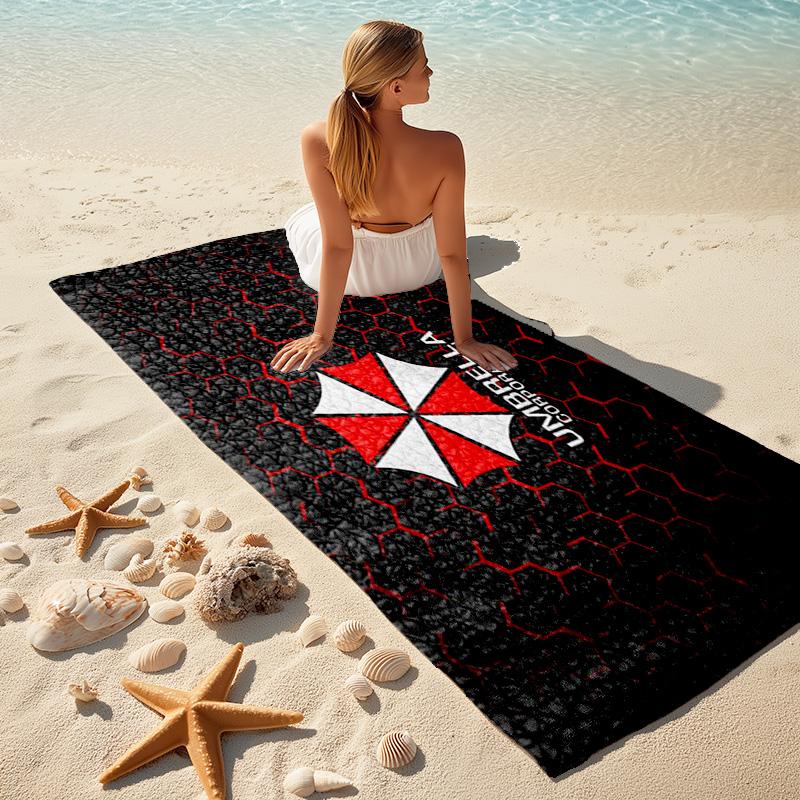 Resident Evil game, Umbrella Corporation, soft beach towel, outdoor camping vacation swimming beach towel, outdoor absorbent bath towel, Q5