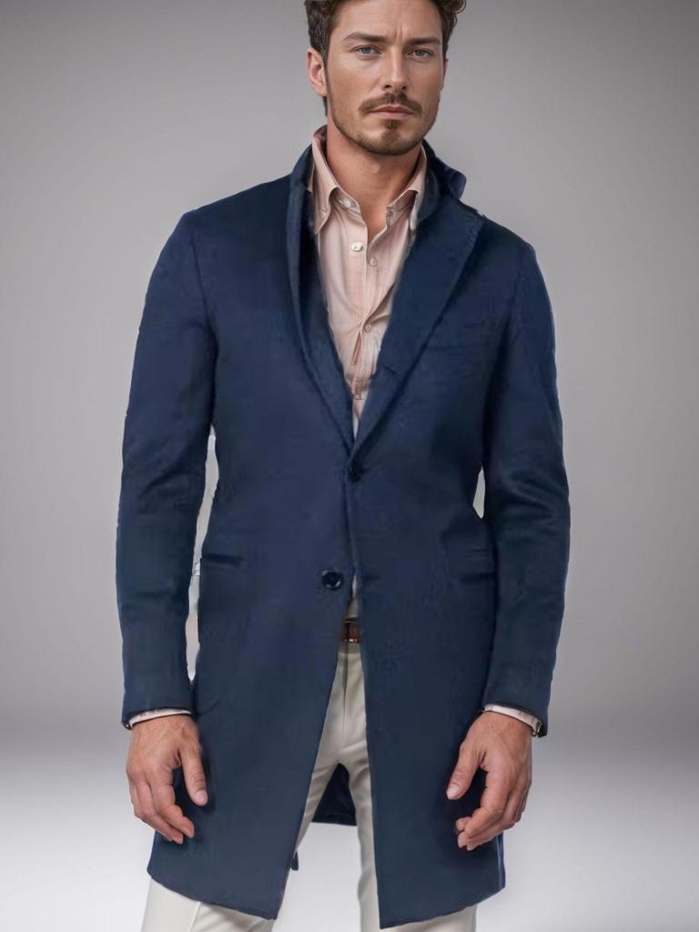 Модное мужское шерстяное пальто средней длины однобортное 2025 года