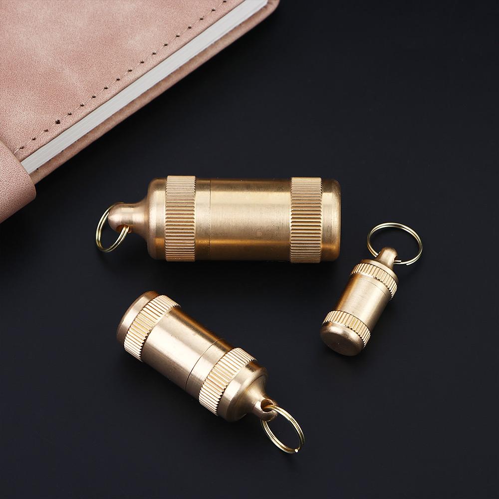Outdoor Accessory Tablet Container Brass Keychain Holder Pill Bottle Pill Case Pill Storage Box