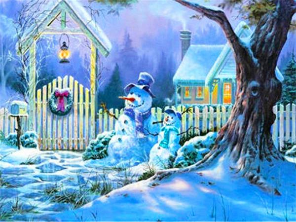 5D Diy Diamond Painting Winter Snow Full Square Round Embroidery Mosaic House Landscape Home Decor