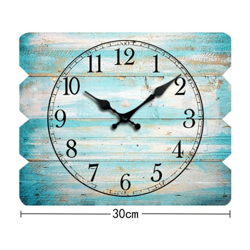Rectangular Wooden Wall Clock Silent Non-ticking For Home Kitchen Living Room Bedroom Office Decor