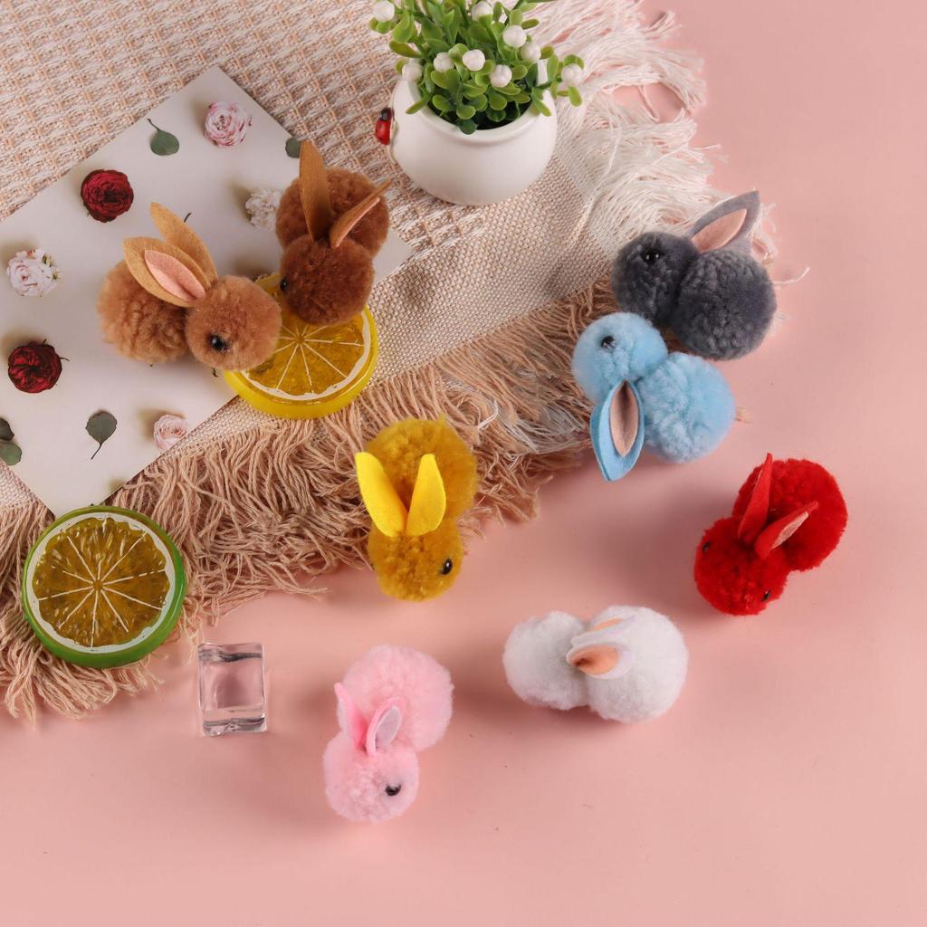 Large Cartoon Rabbit Pompom Hair Clip & Scarf Pin - DIY Creative Accessory for Bags & Clothing