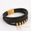 Браслет из нержавеющей стали для мужчин, модный кожаный плетеный браслет ручной работы с магнитной застежкой, ювелирные изделия для джентльменов