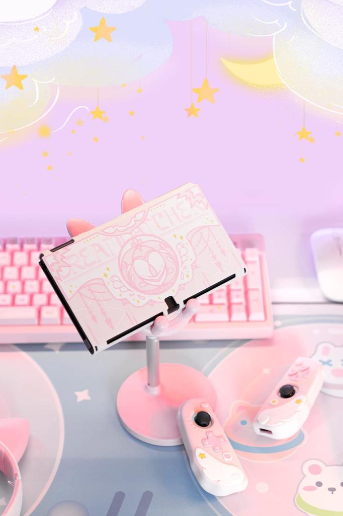 GeekShare Switch OLED совместим с Switch Switch OLED Switch Organic EL Защитный разделяемый полный царапающий пятно Легко история розового покрытия,