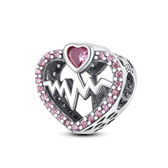 Стерлингового Серебра 925 пробы Love You Mom с двойным сердцем, висячие бусины с разрезом, подходят для оригинального модного браслета, сделай сам, для женщин, ювелирные изделия, подарок
