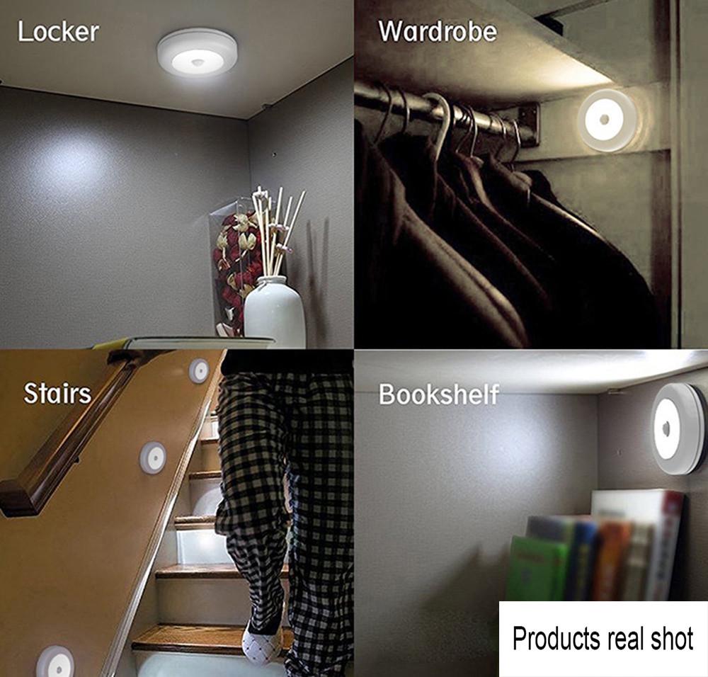 LED Mini Wireless Infrared Motion Sensor Night Light Wall Emergency Wardrobe Cabinet Night Lamp Atmosphere Light