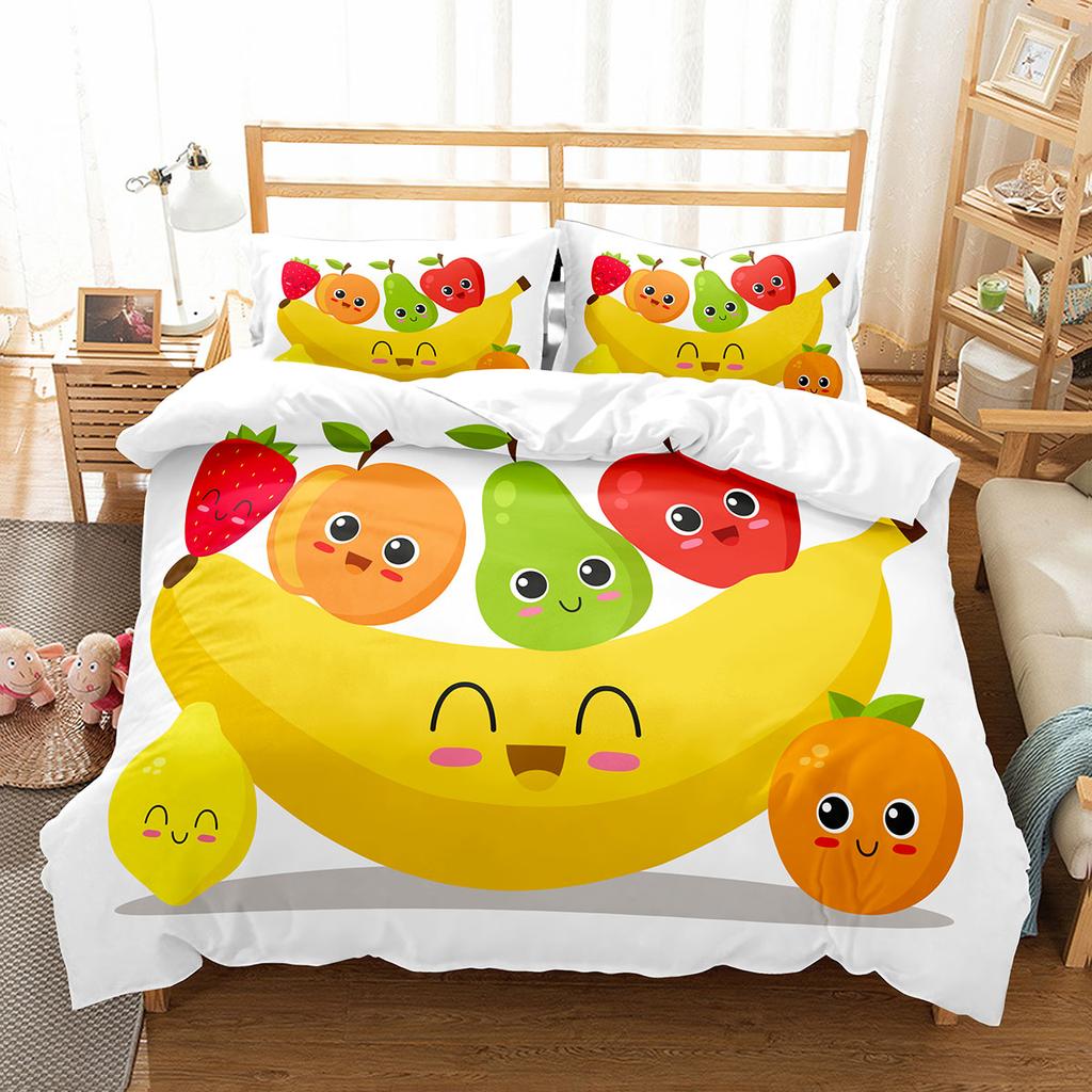 Пододеяльник с рисунком из мультфильма «Фрукты короля и королевы» с милым рисунком овощей, комплект постельного белья, цветной пододеяльник из полиэстера