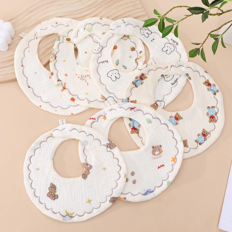 Хлопковый детский слюнявчик с вращением на 360° - Абсорбирующее круглое полотенце для слюны