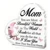 Mum Heart-Shaped Block Acrylic Plaque Birthday Mothers Day Present For Mum Mummy