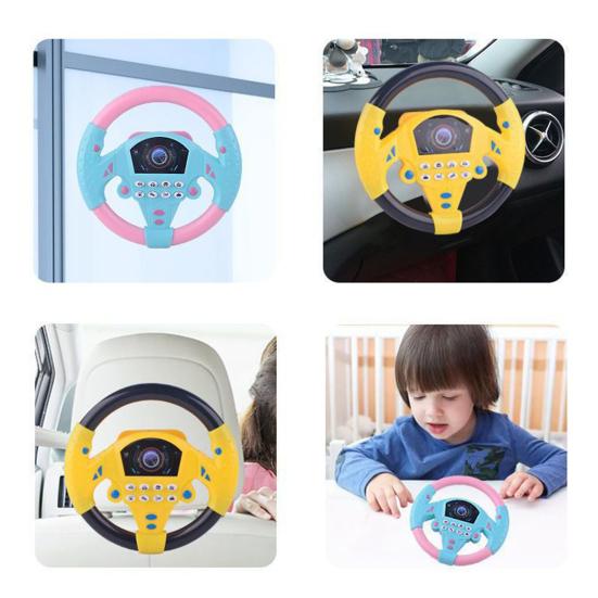 Kids Steering Wheel Toy with Suction Cup Music 360 Degrees Rotatable Toddlers Car Driving Simulation